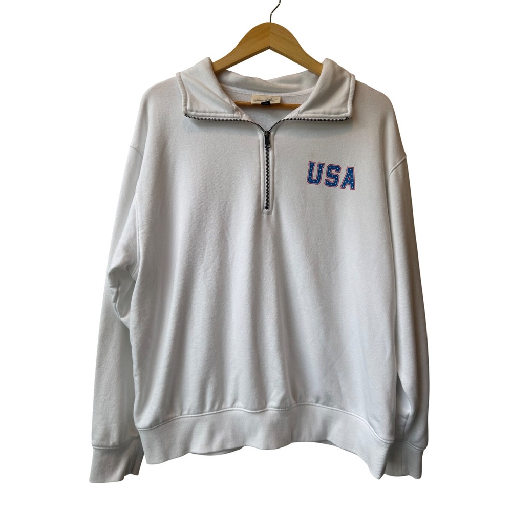 Universal Thread Womens USA American Flag Quarter‎ Zip Sweatshirt XL Oversized - Picture 4 of 9